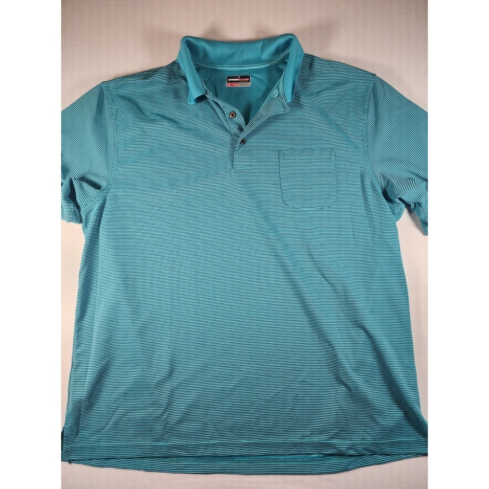 Grand Slam Performance Polo Teal & Black Striped Men's XXL Golf Church Casual